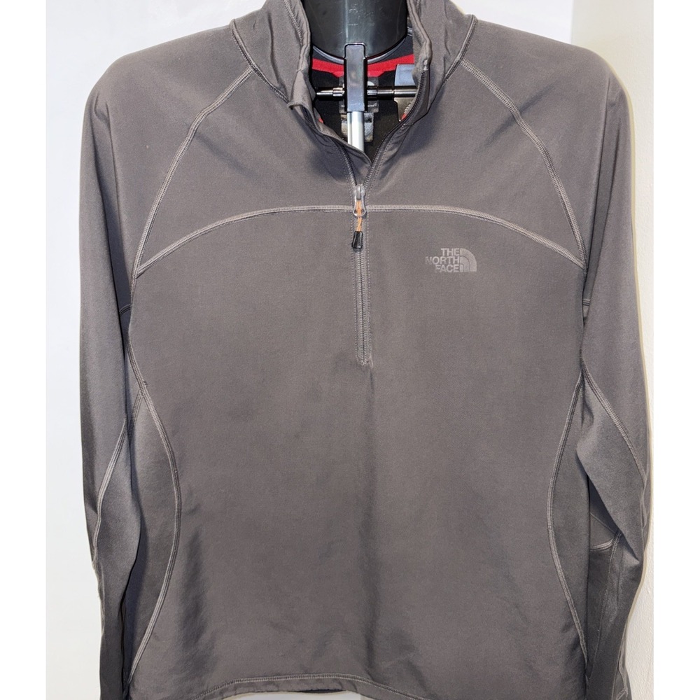 The North Face Pullover Mens Large Gray 1/4 Zip Long Sleeve Top